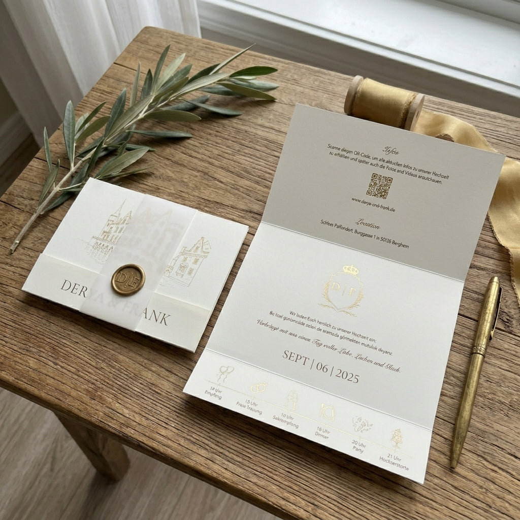 Pocket – Elegante Hochzeitseinladung mit Heißfolienprägung