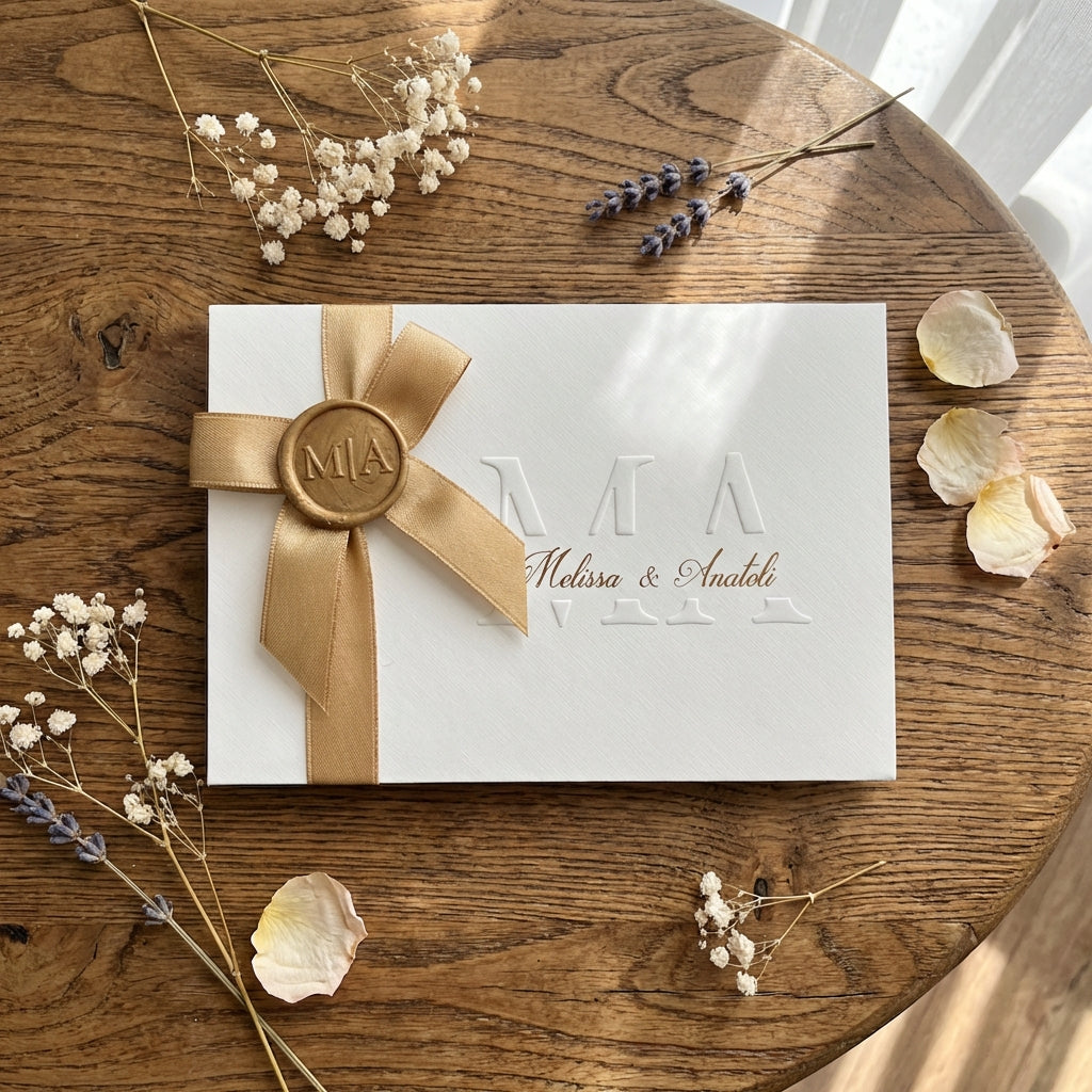 Hochzeitseinladung "Crown Edition" mit Blind- und Goldprägung