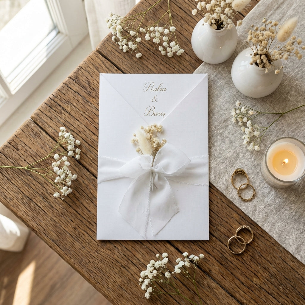 Express-Einladung "White Dream" | Hochwertiges Leinenpapier mit Kuvert