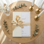 Express-Einladung "Creme Satin" | Goldprägung auf Leinenpapier mit Kuvert
