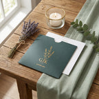Hochzeitseinladung "Flower in Green" mit Prägung | Set mit Kuvert
