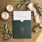 Hochzeitseinladung "Flower in Green" mit Prägung | Set mit Kuvert