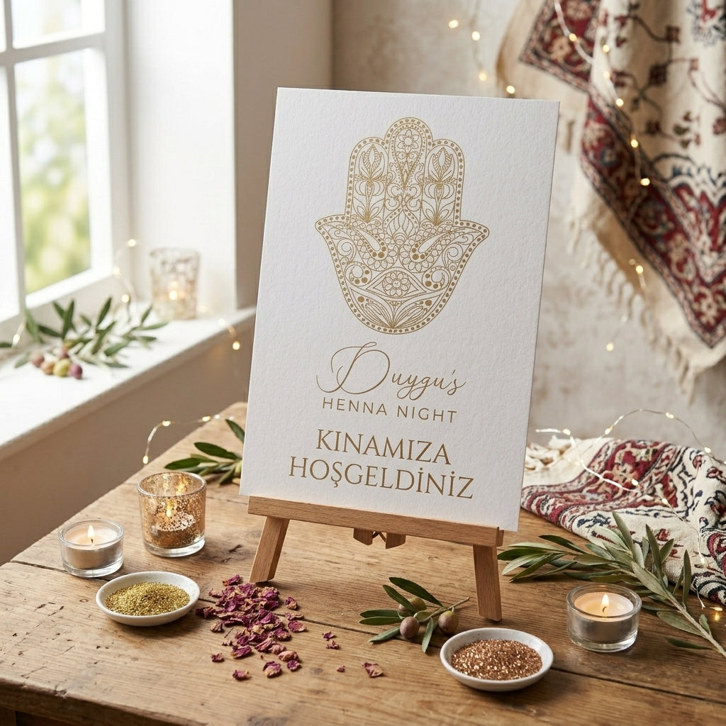 Empfangstafel A1 auf Hartschaum | Individuelles Willkommensschild für Henna "Fatima"