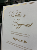 Express-Einladung "Beige Satin" | Goldprägung auf Leinenpapier mit Kuvert