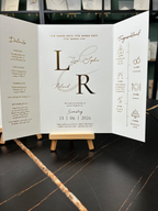 Einladung Blindprägung und Goldprägung mit Schleife