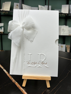 Einladung Blindprägung und Goldprägung mit Schleife