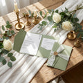Expresskarte - Hochzeitseinladung "Château Green" - Set mit Schleife und Wachssiegel