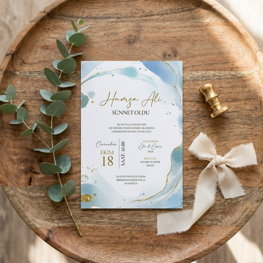 Hochwertige Einladungskarte | Edles Leinenpapier "Royal Blue"