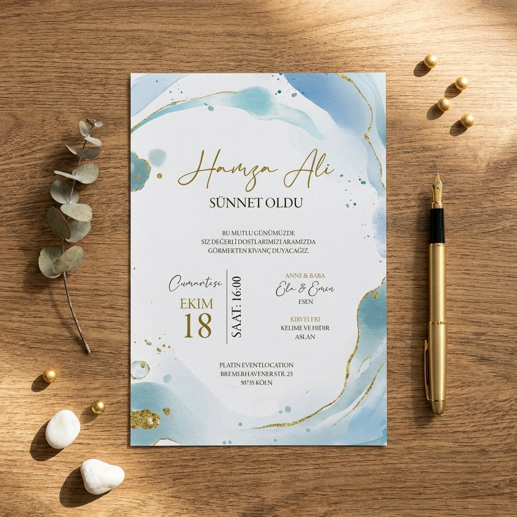 Hochwertige Einladungskarte | Edles Leinenpapier "Royal Blue"