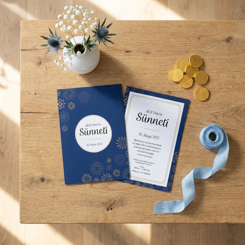 Hochwertige Einladungskarte | Edles Leinenpapier "Sünnet Exklusive"