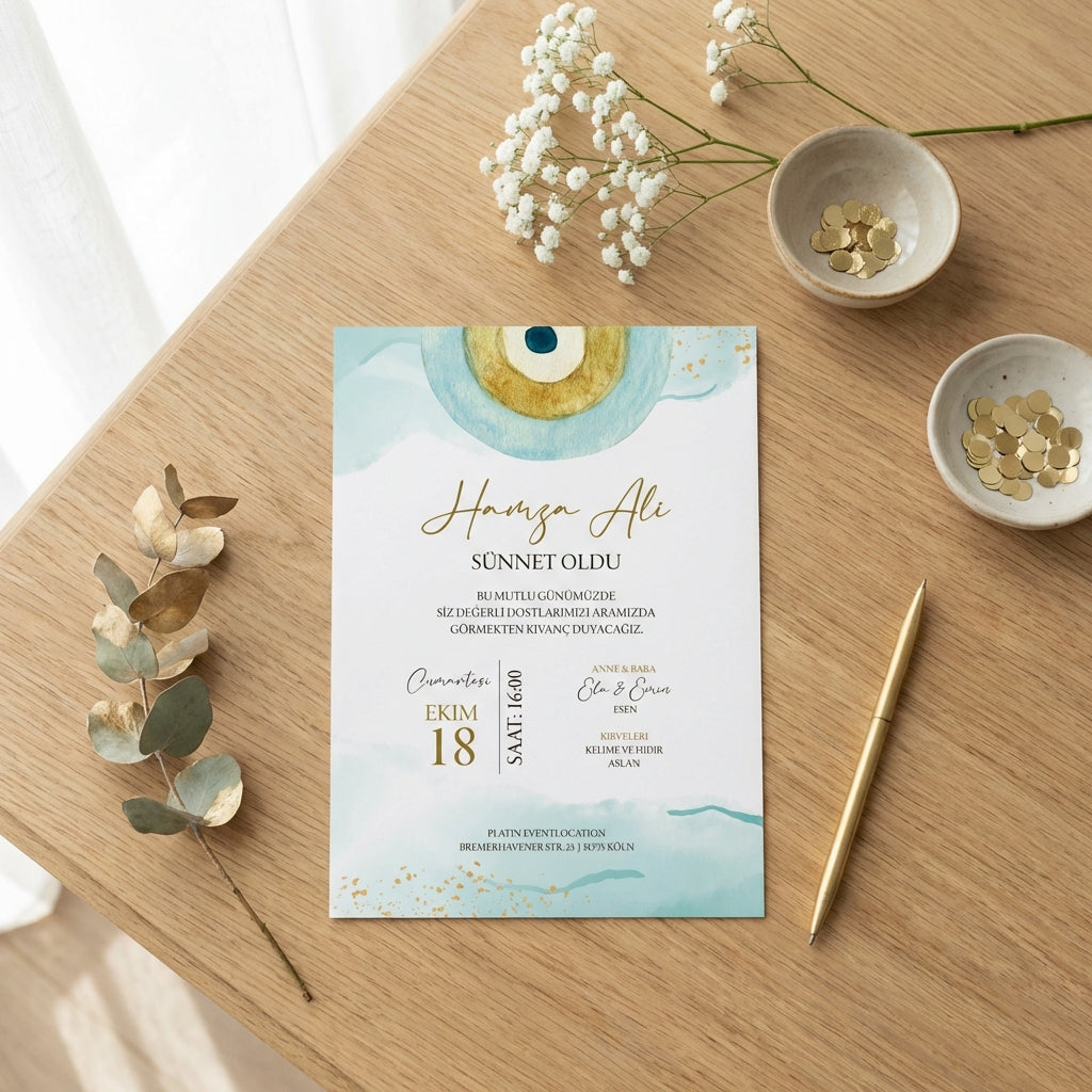 Hochwertige Einladungskarte | Edles Leinenpapier "Sünnet Saray Edition"