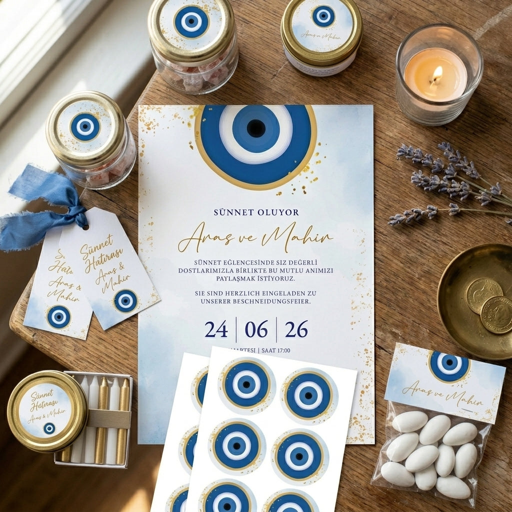 Sticker Sünnet | Individuell gestaltet "Aquarell Blue"
