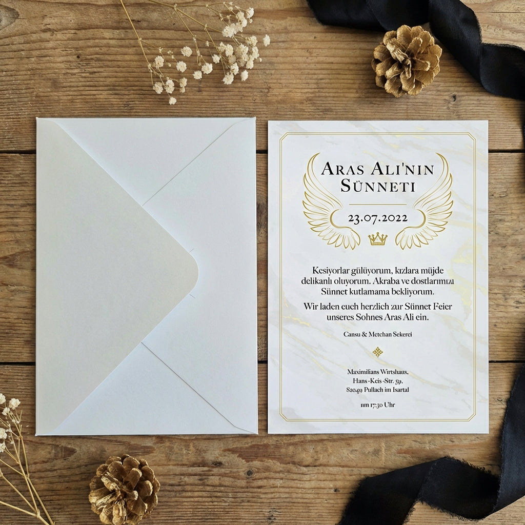 Hochwertige Einladungskarte | Edles Leinenpapier "Sünnet Prestige"