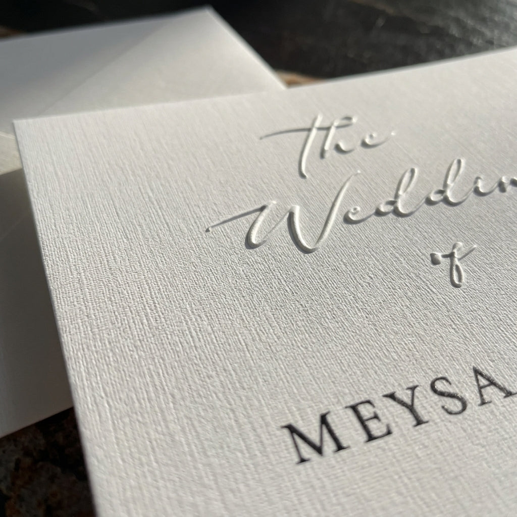 Express-Einladung | Edles Leinenpapier mit Blindprägung "The Wedding of"