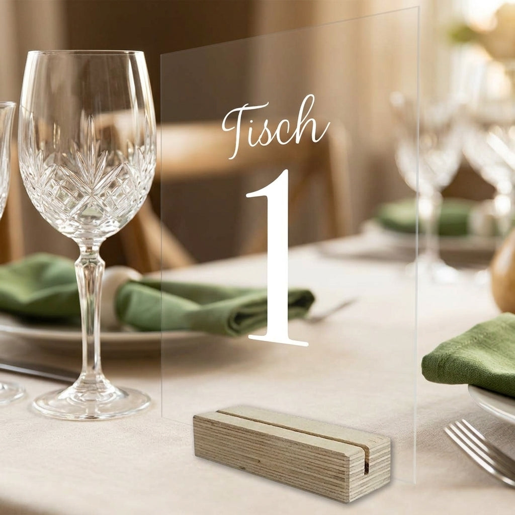 Tischnummern aus Acrylglas | Individuell gestaltet für Hochzeit "Plain"