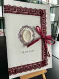 Express-Einladung | Edles Leinenpapier mit hochwertiger Roter Spitze