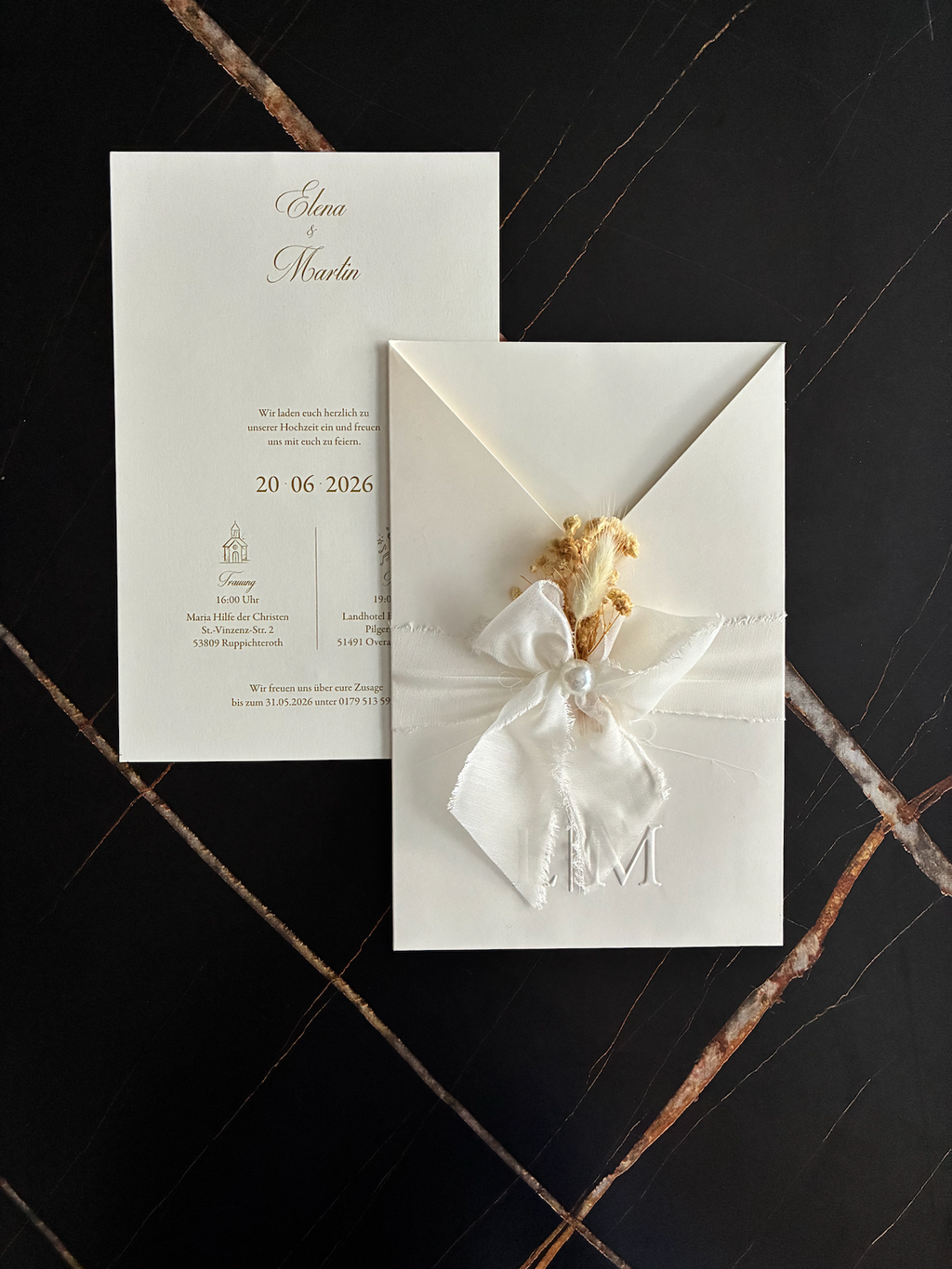 Express-Einladung "White Dream" | Hochwertiges Leinenpapier mit Kuvert