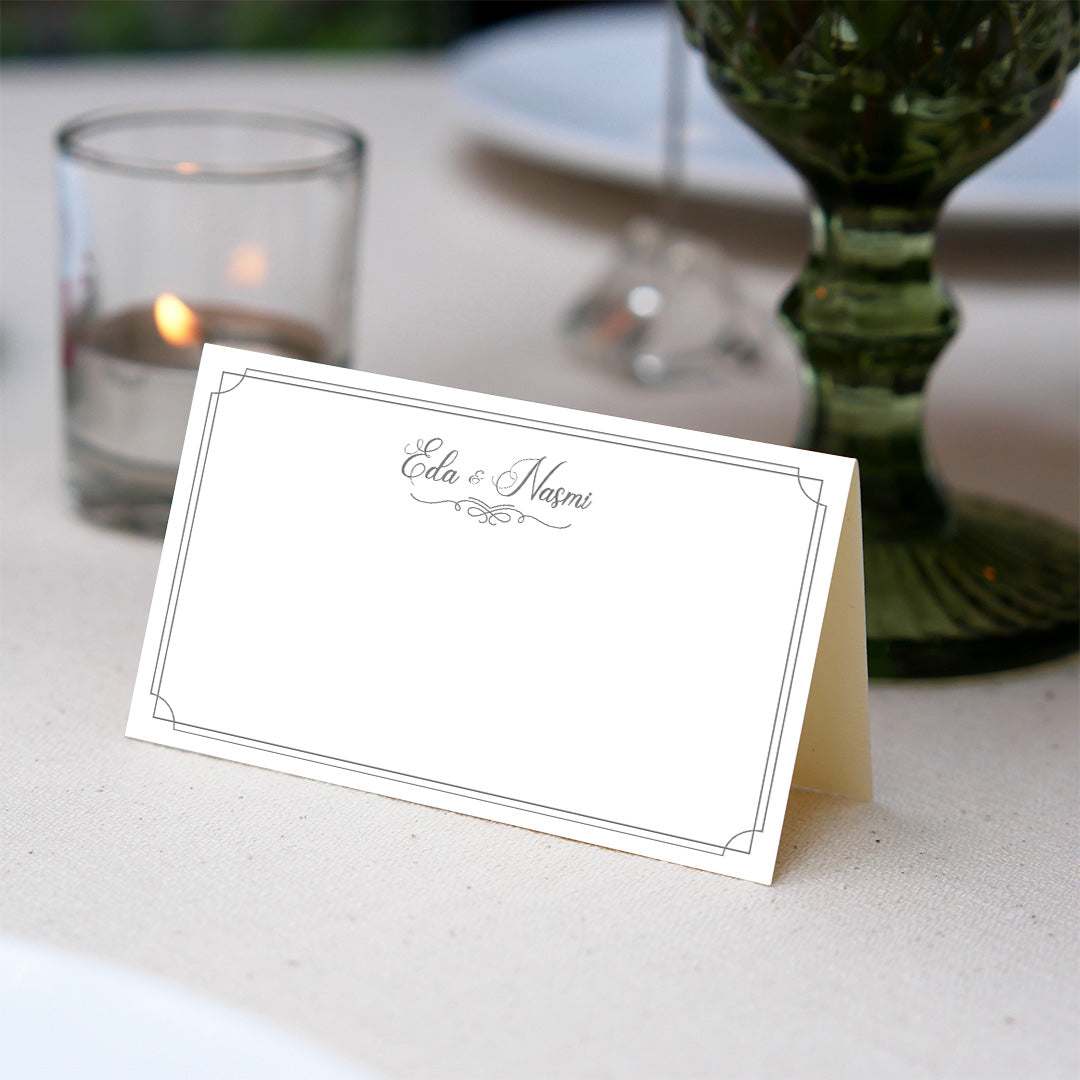 Elegante Tischkarten 100er Set | Edles Leinenpapier im Klappkarten Format "Finest Black"